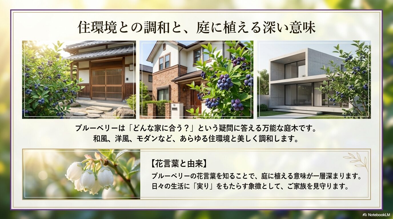 和風やモダンな家と美しく調和するブルーベリーの庭木と花言葉の由来