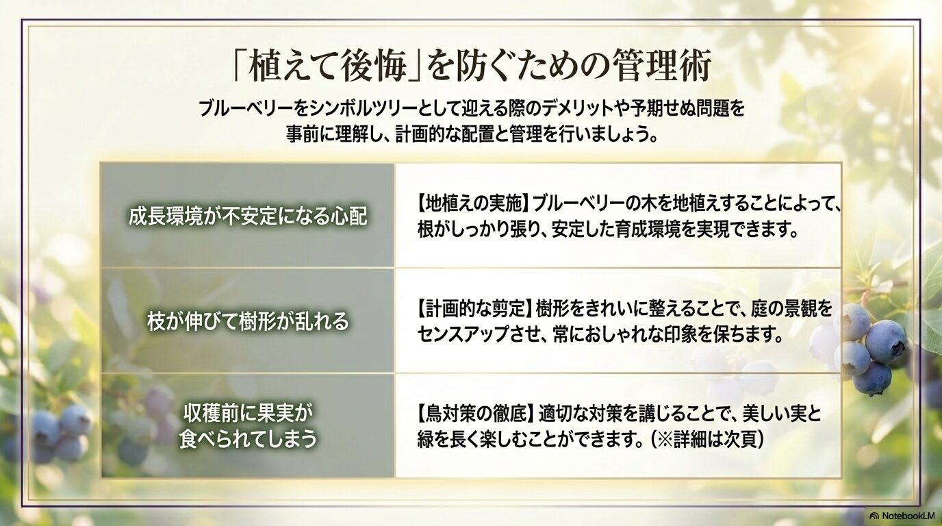 ブルーベリーの地植え、計画的な剪定、鳥対策など植えて後悔を防ぐための管理術