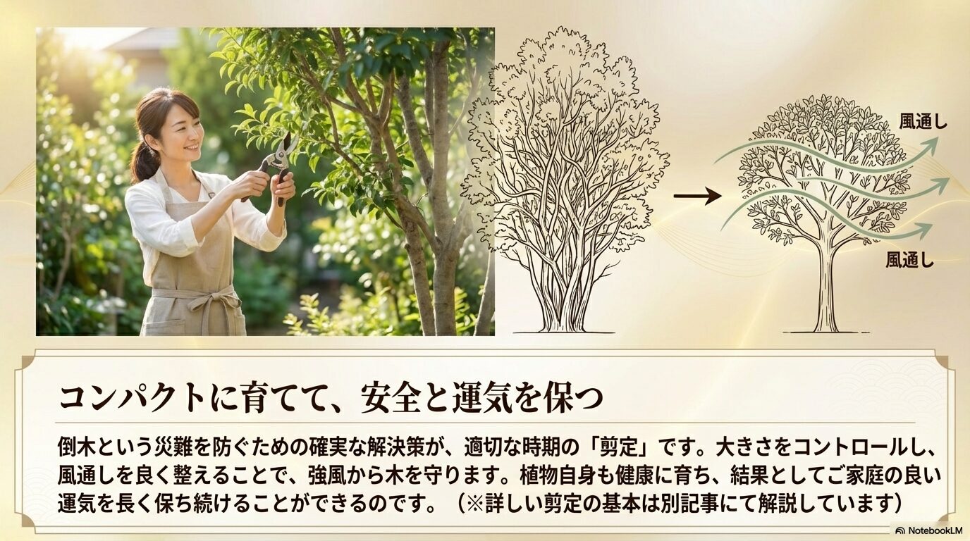 コンパクトに育てて安全と運気を保つミモザの透かし剪定