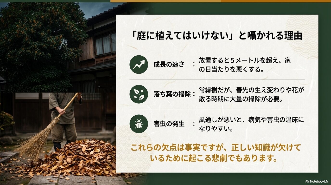 成長の速さや落ち葉など金木犀を庭に植えてはいけないと言われる理由