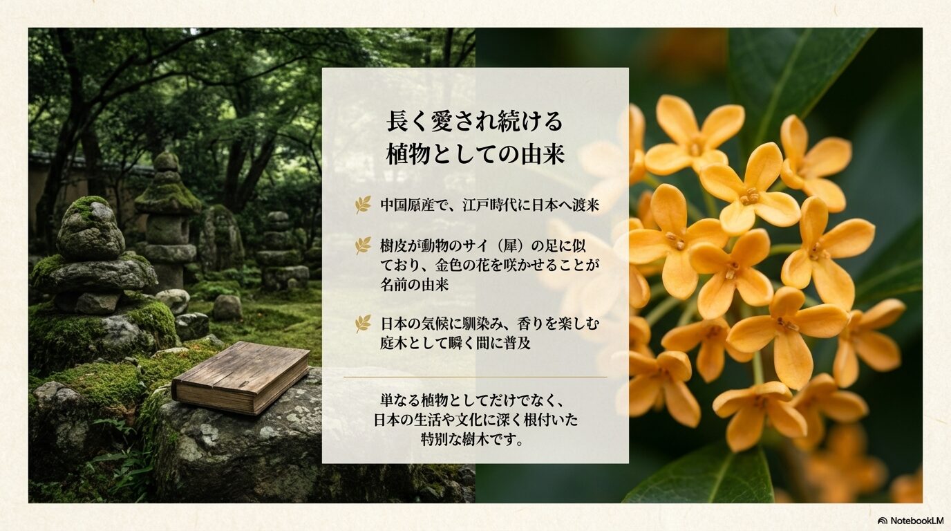 金木犀の植物としての由来や日本へ渡来した歴史
