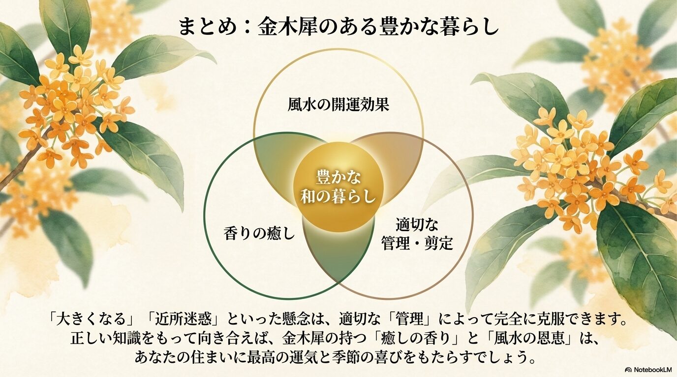 風水効果や香りの癒しをもたらす金木犀のある豊かな暮らしのまとめ