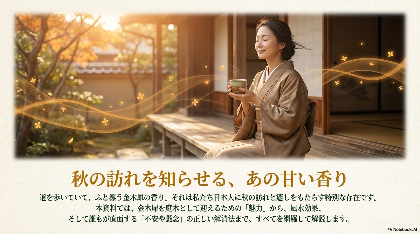 秋の訪れを知らせる金木犀の甘い香りと、庭木としての魅力や不安解消法についての解説