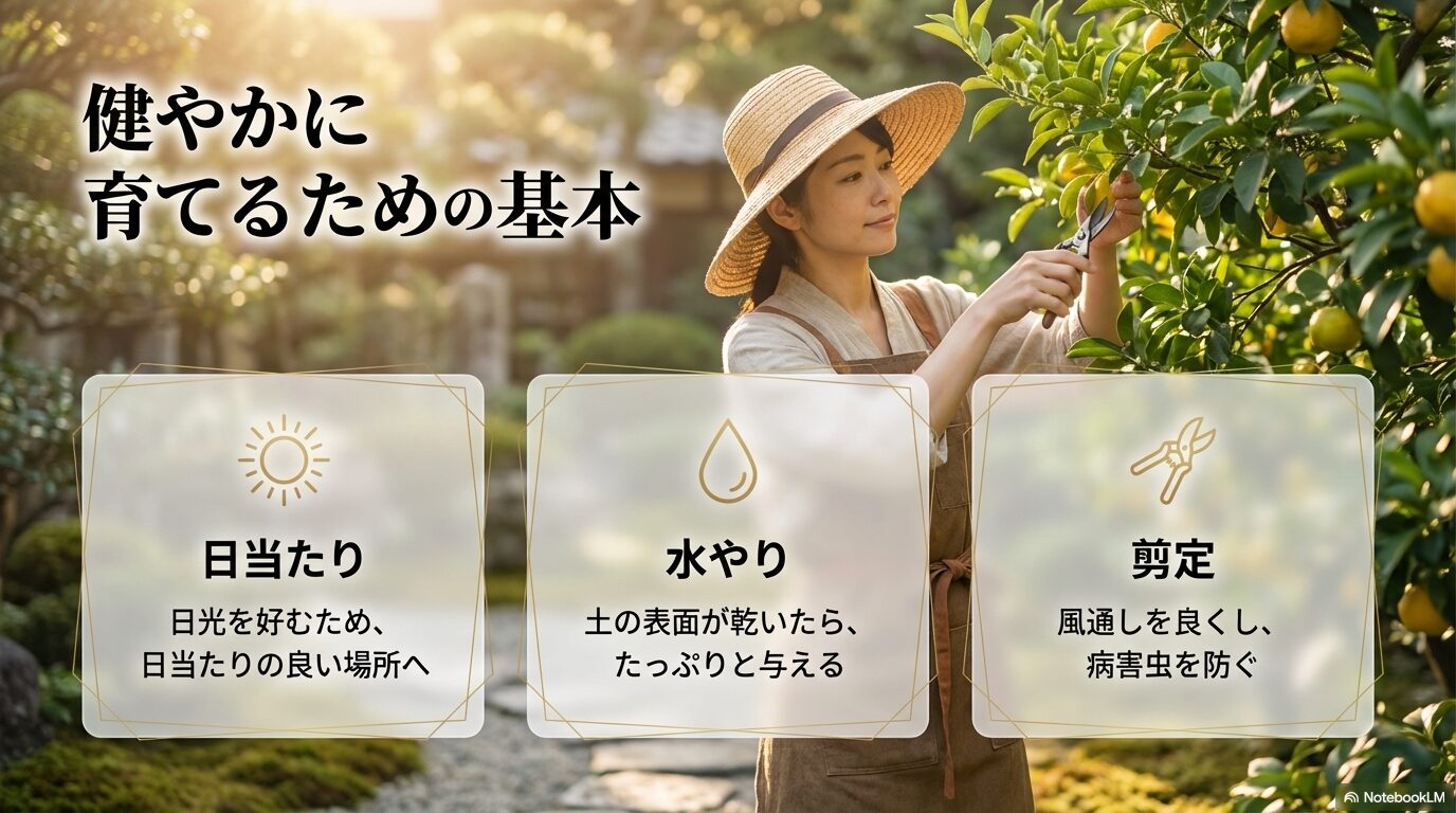 柚子を健やかに育てるための日当たり、水やり、剪定の基本