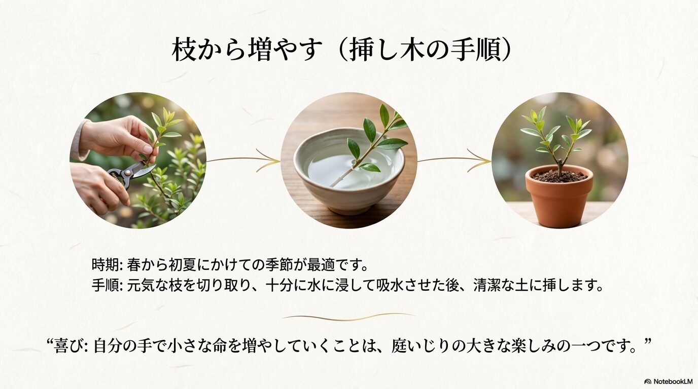 春から初夏に行うクロモジの挿し木の手順