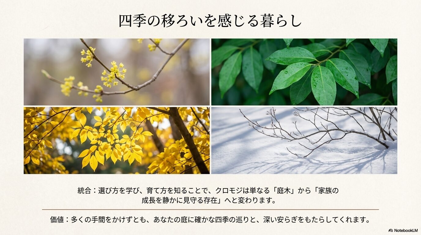 四季の移ろいを感じるクロモジの庭木活用事例