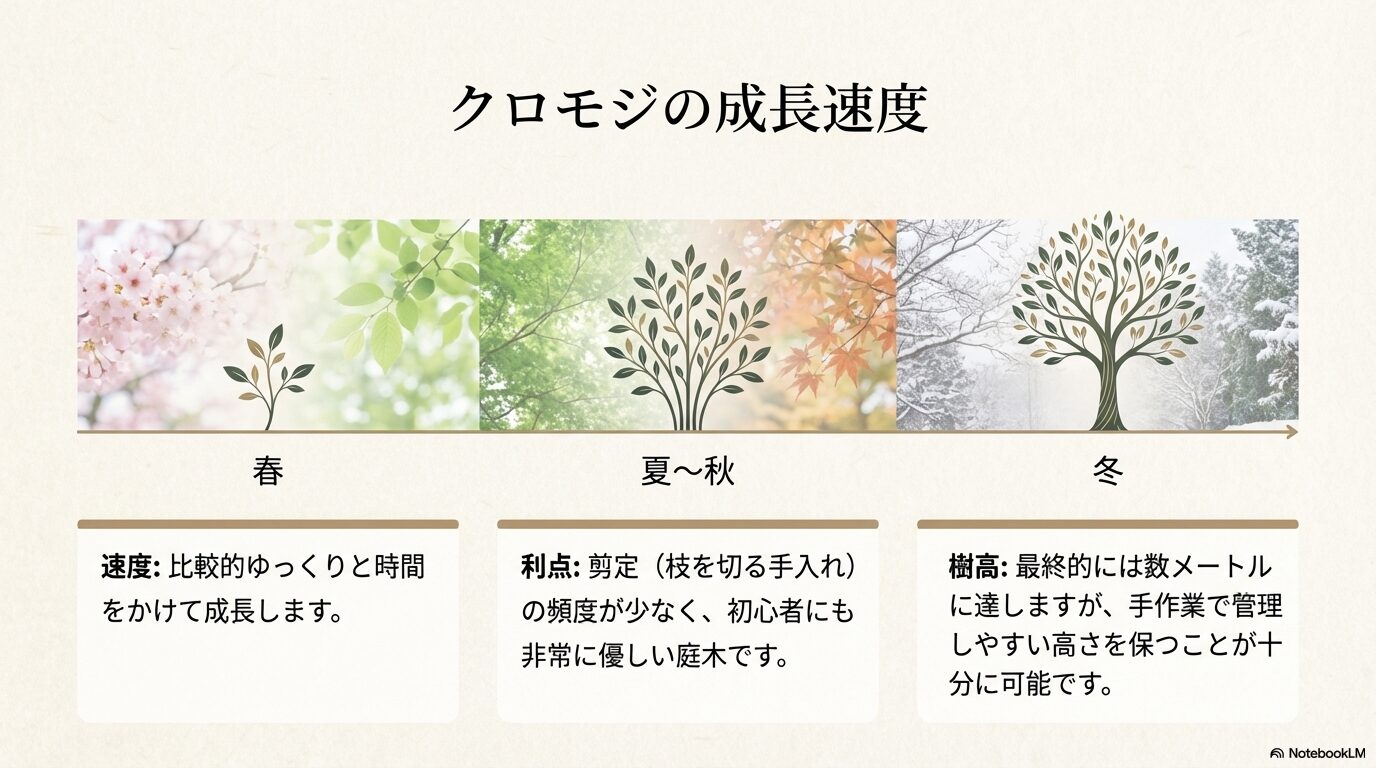 初心者にも管理しやすいクロモジの季節ごとの成長速度