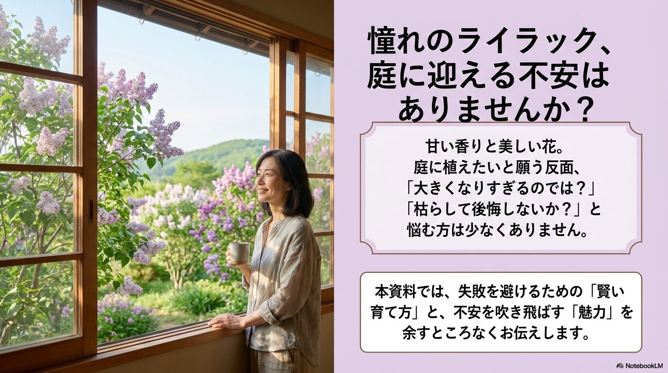 ライラックを庭に植える際の「大きくなりすぎる」「枯らして後悔しないか」といったよくある不安や悩み