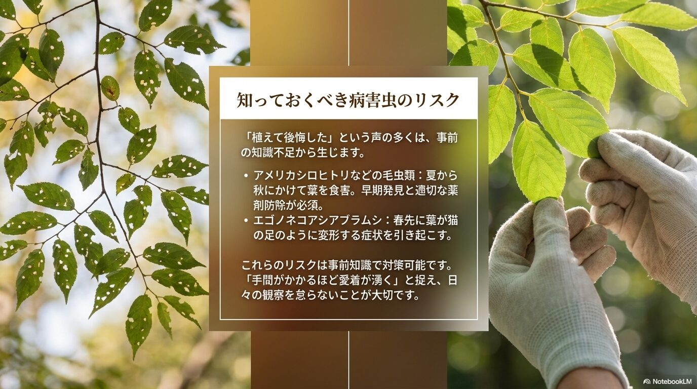 アメリカシロヒトリやエゴノネコアシアブラムシなどエゴノキに発生しやすい病害虫のリスク