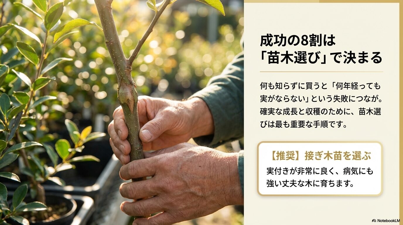 確実な成長と収穫のために推奨される、病気に強く実付きが良い「接ぎ木苗」の選び方のポイント