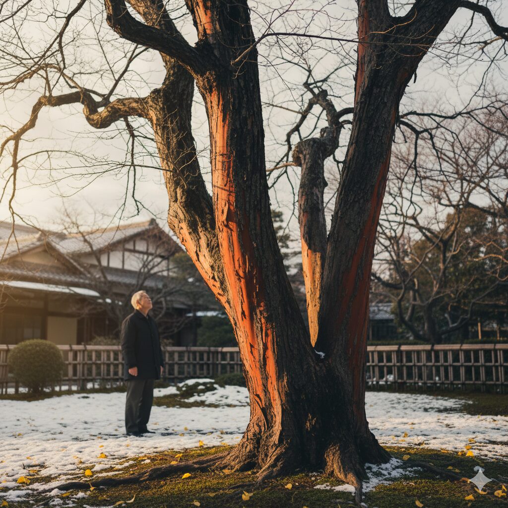 冬に際立つエゴノキの幹の魅力