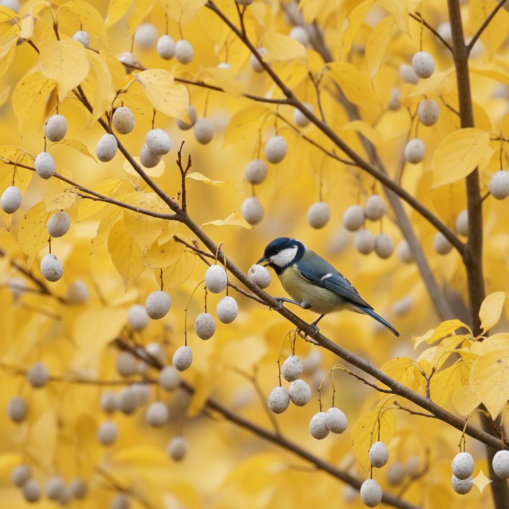 紅葉期に見られるエゴノキの実