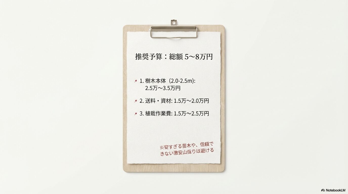 アオダモ導入にかかる推奨予算(5〜8万円)と費用の内訳