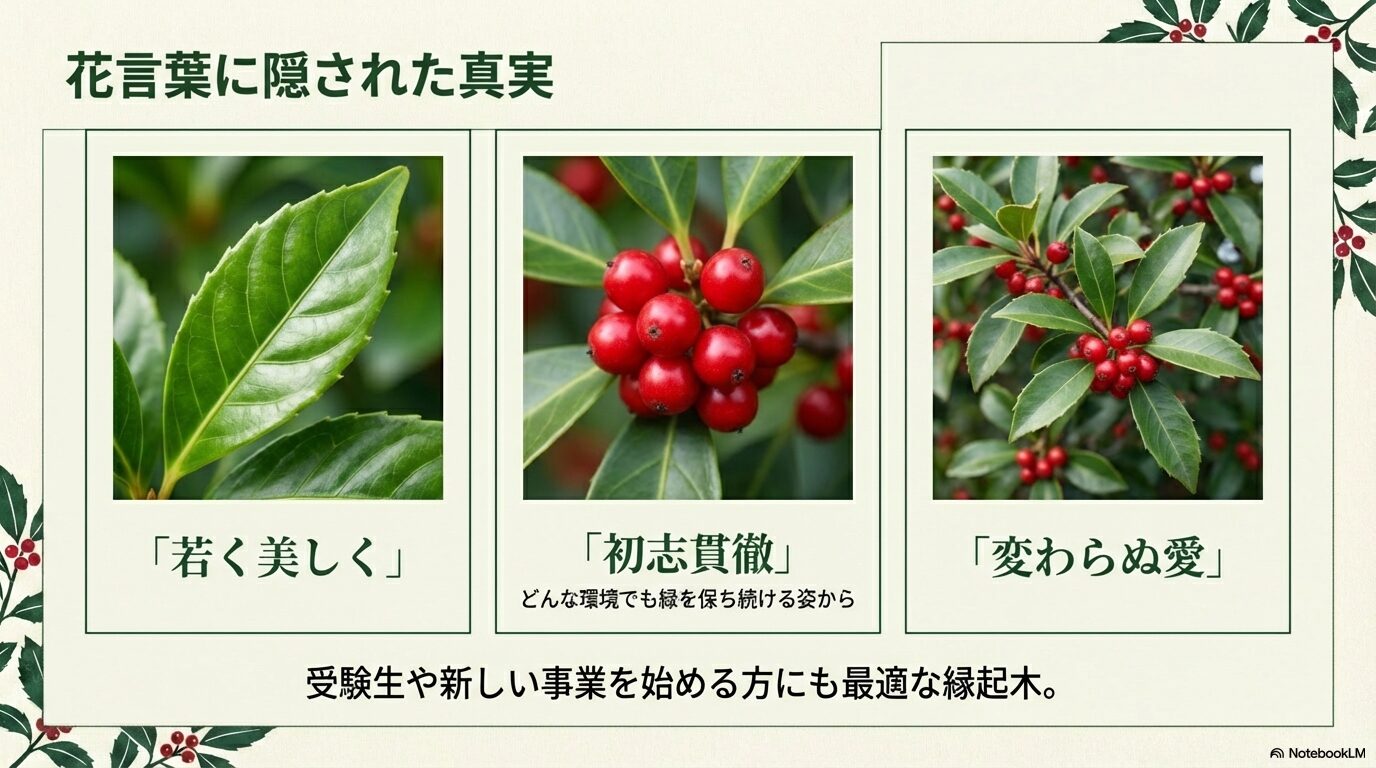 アオキの本当の花言葉「若く美しく」「初志貫徹」