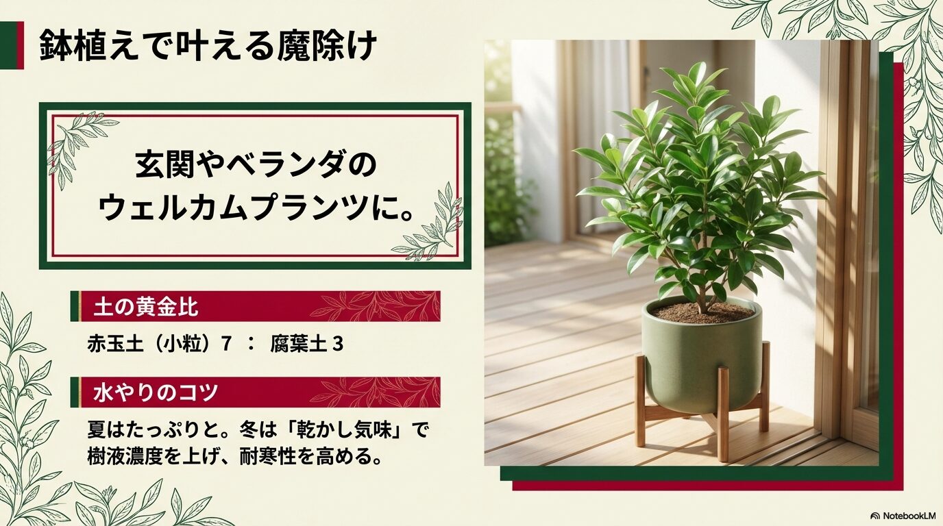 玄関やベランダに置くアオキの鉢植えのポイント