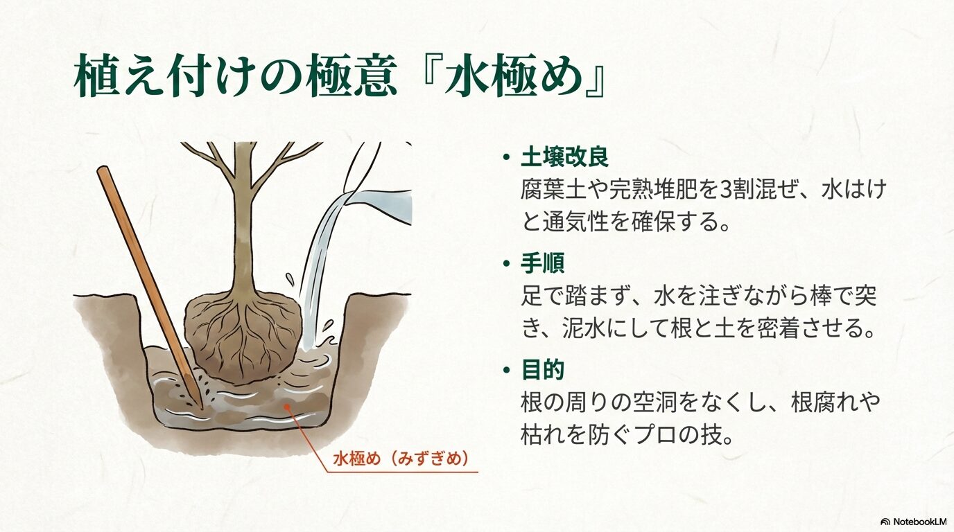 初心者でも失敗しないイチイの植え方(水極め)