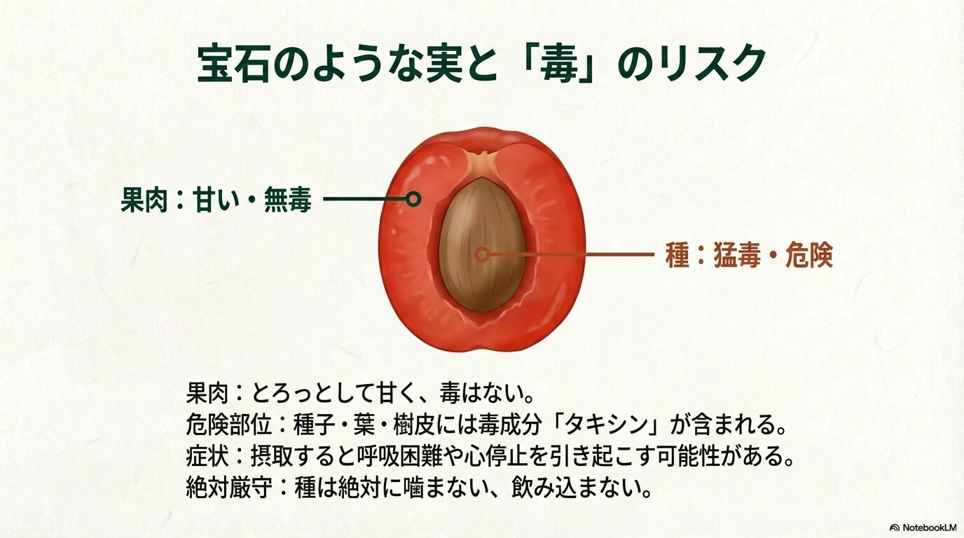 イチイの種子に含まれる毒成分タキシンと子供やペットを守るための誤食防止対策