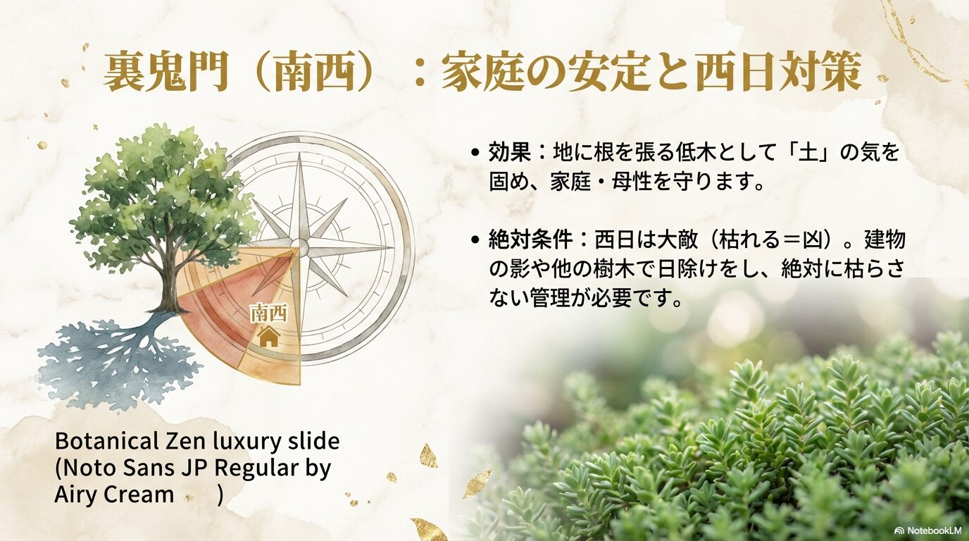 裏鬼門(南西)に植える沈丁花の風水対策と西日除け