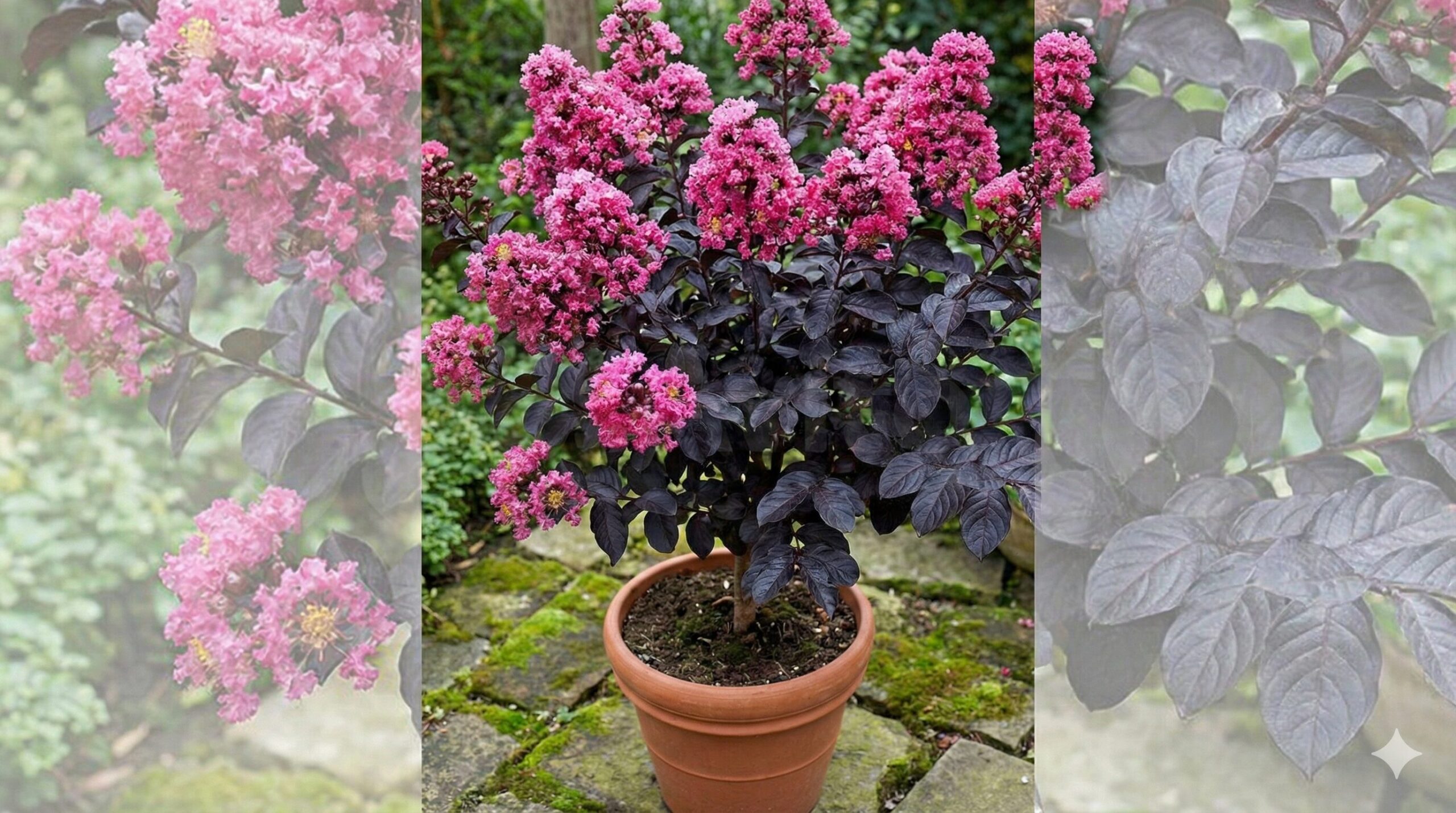 鉢植えの銅葉サルスベリ（ブラックパール品種）