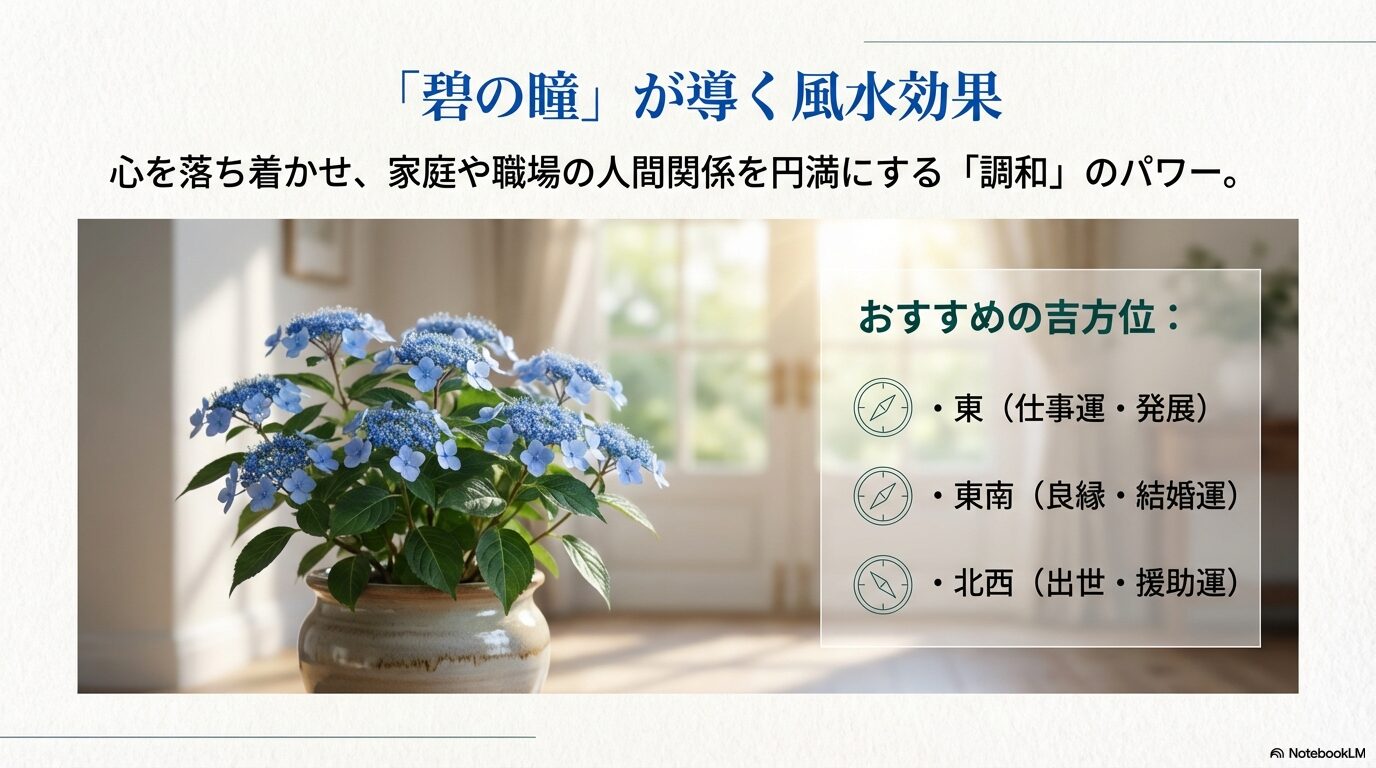 心を落ち着かせ人間関係を円満にする常山アジサイの風水効果と、東・東南・北西のおすすめ吉方位