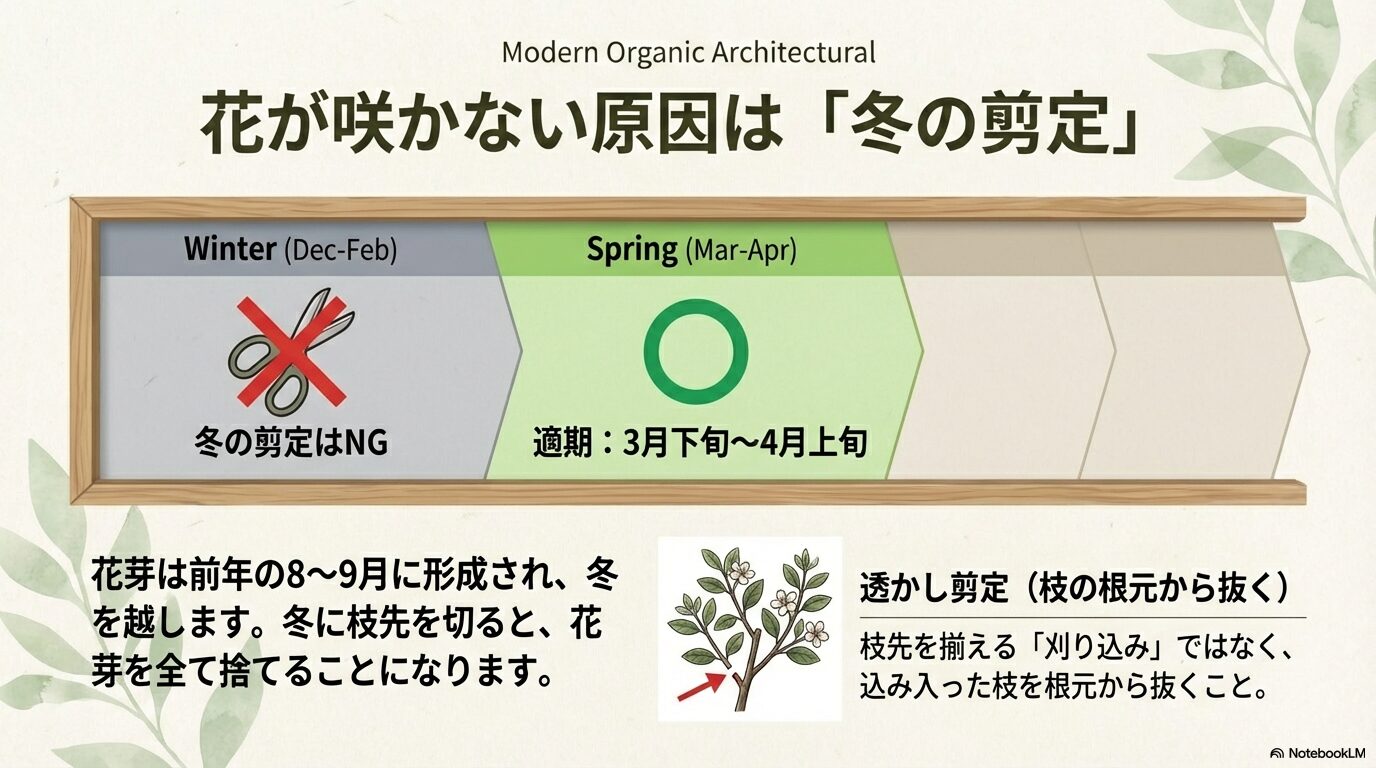 花が咲かない原因は冬の剪定。フェイジョアの正しい剪定適期は春