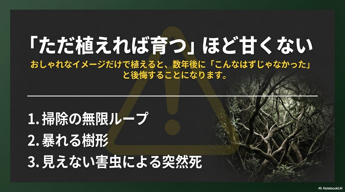 フェイジョアを植えて後悔する3つの理由：掃除・樹形・害虫