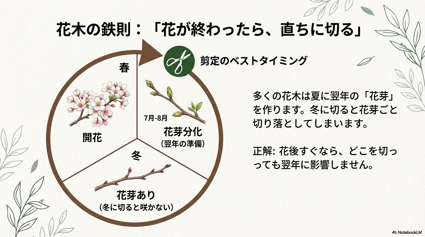 花木の剪定鉄則・花芽分化の時期と花後剪定の重要性