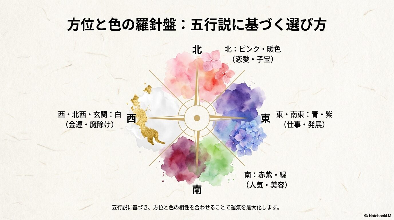 五行説に基づく紫陽花の方位別おすすめカラー一覧