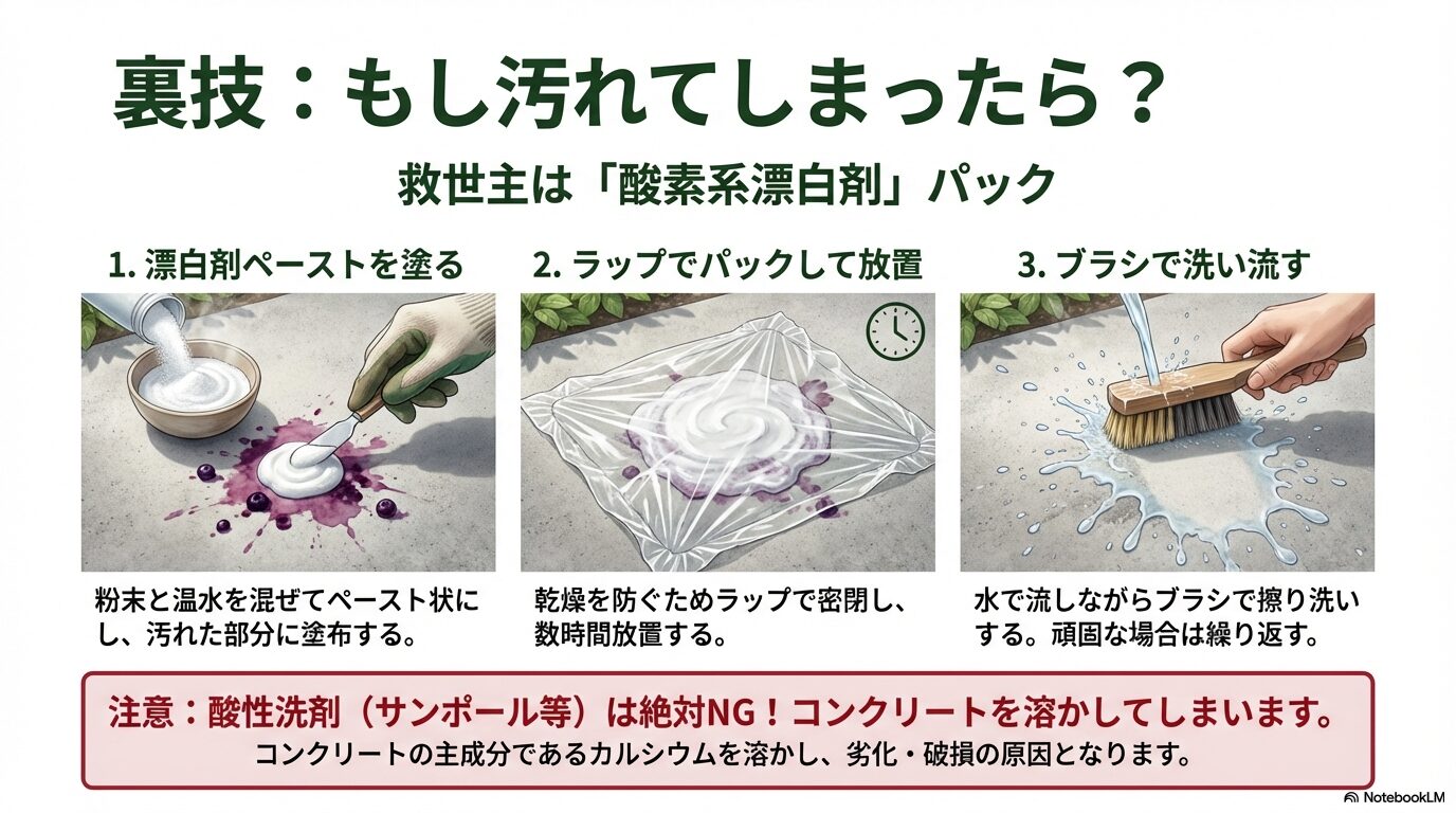 ジューンベリーの果汁汚れを酸素系漂白剤(オキシクリーン)で落とす手順と注意点