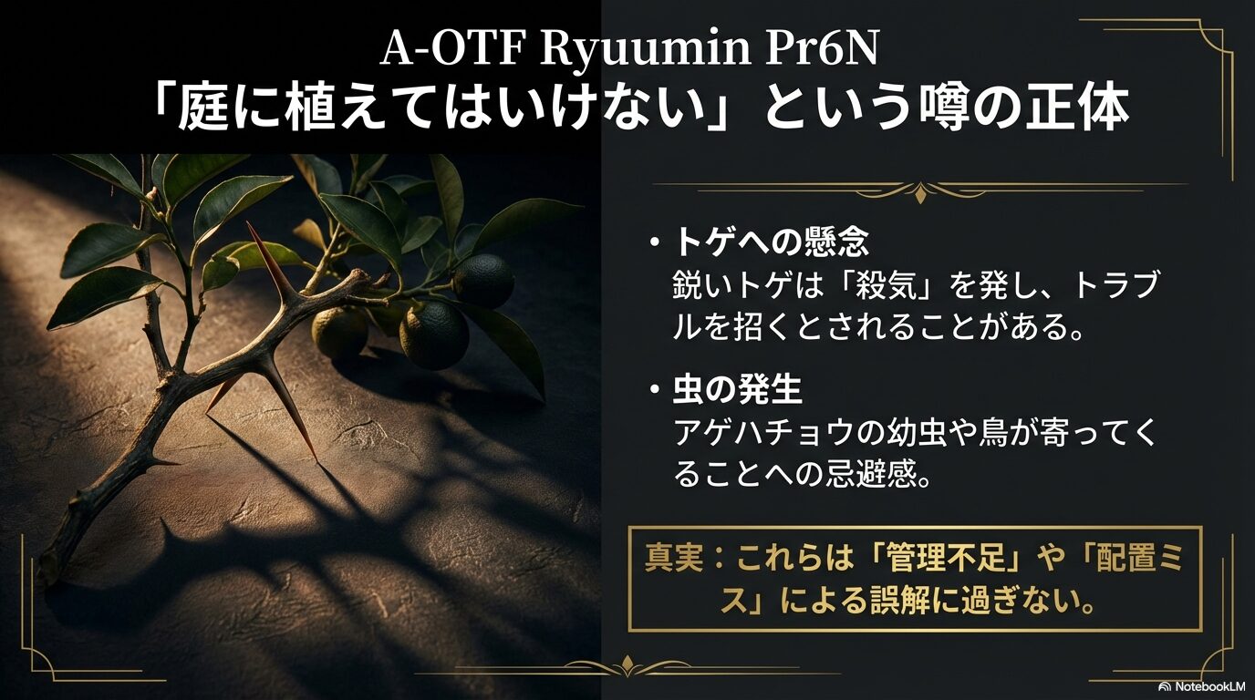 金柑を庭に植えてはいけないという噂の真偽。トゲや虫への懸念は管理不足や配置ミスによる誤解であることを解説。