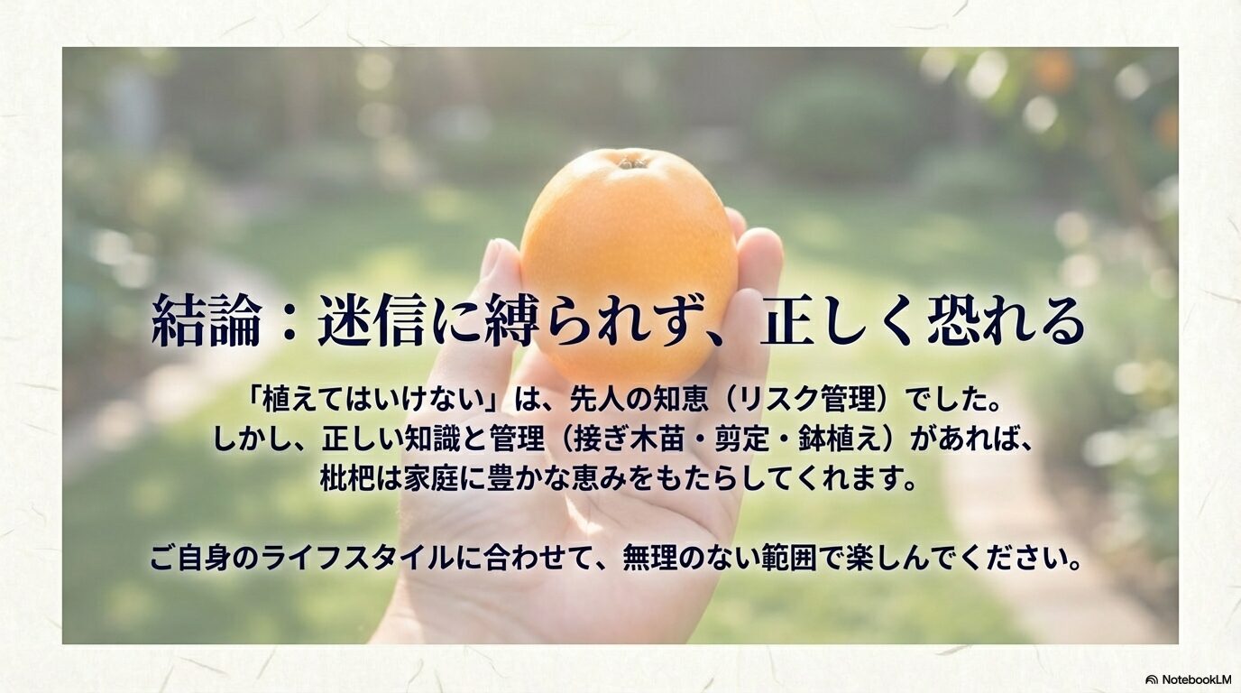 植えてはいけないは先人の知恵。正しい知識と管理で枇杷は恵みになる。