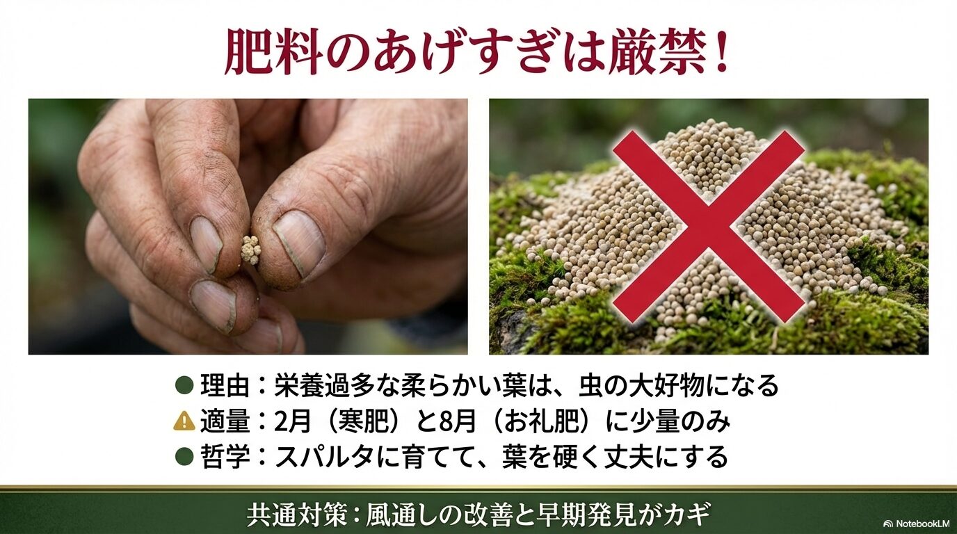 肥料のあげすぎが害虫を招く理由と、寒肥・お礼肥の適量についての解説