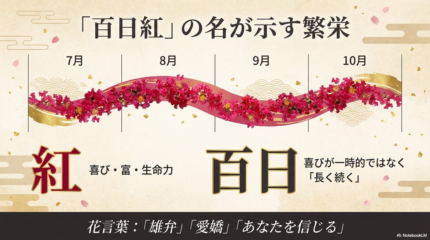 百日紅という漢字の由来と喜びが長く続くという意味