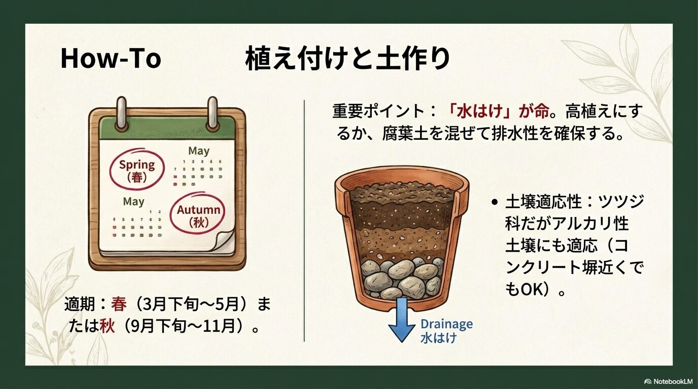 春と秋の植え付け適期と水はけを重視したイチゴノキの土作りのポイント