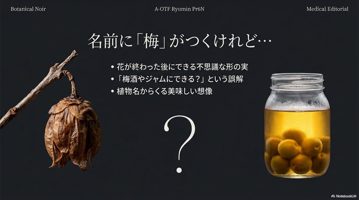 蝋梅の実を梅酒のように瓶詰めにしたイメージ画像。誤解が生みやすい見た目。