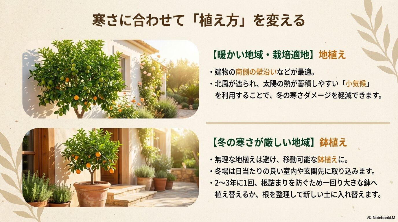 地植え(露地栽培)と鉢植えでのデコポン栽培環境の違い