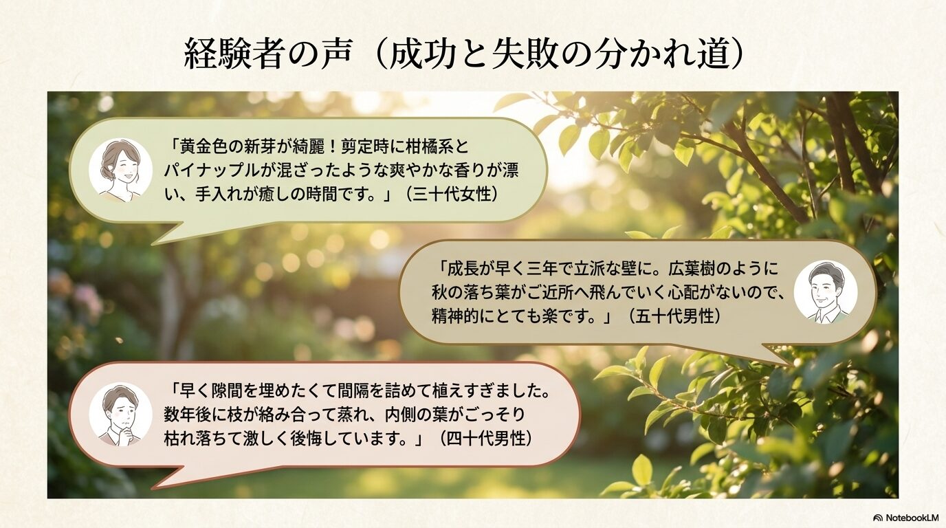エレガンテシマを生垣にしている経験者の成功体験と失敗談