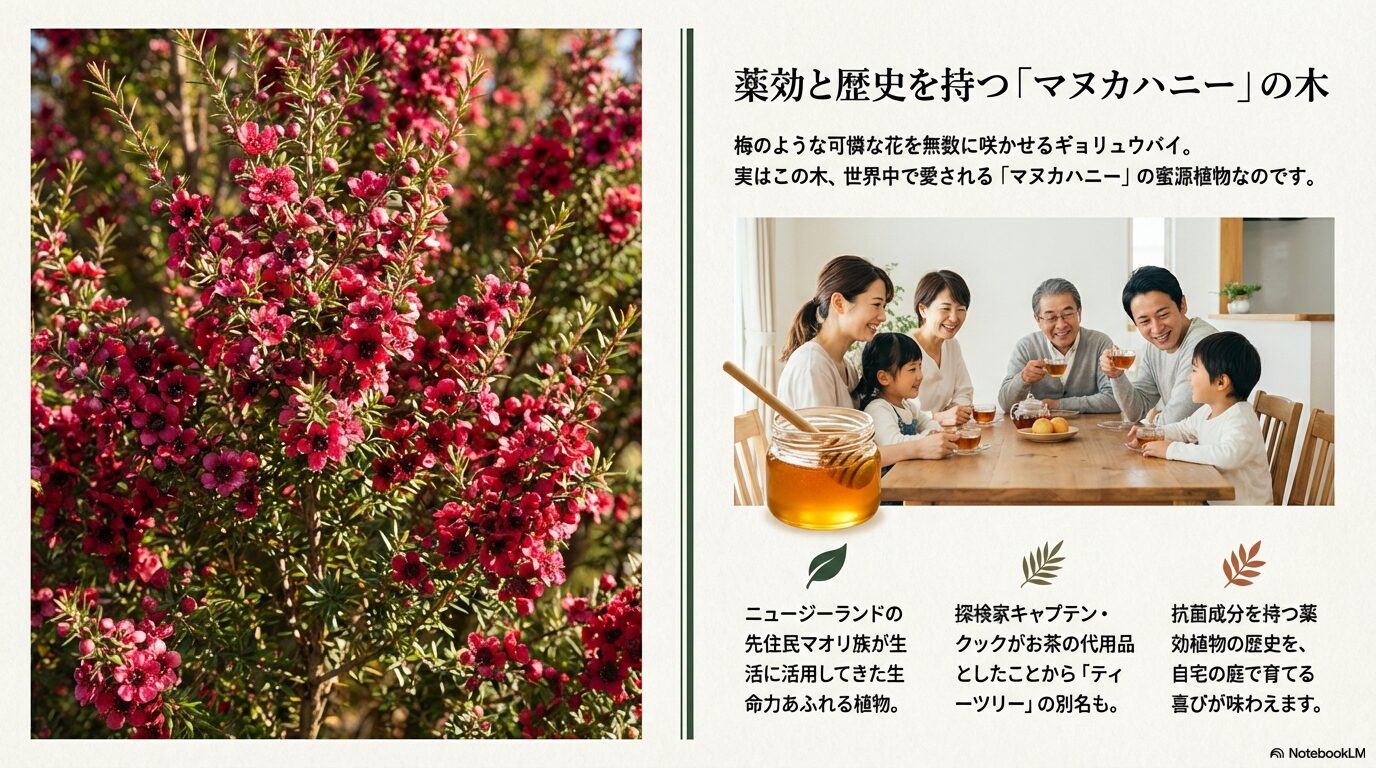 マヌカハニーの蜜源植物であるギョリュウバイの薬効と歴史