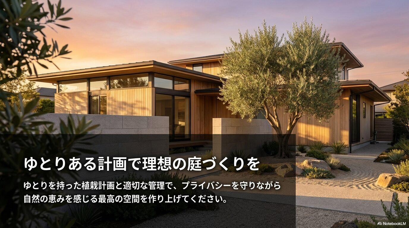 ゆとりを持った植栽計画と適切な管理で、プライバシーを守りながら自然の恵みを感じる理想のガーデンライフ