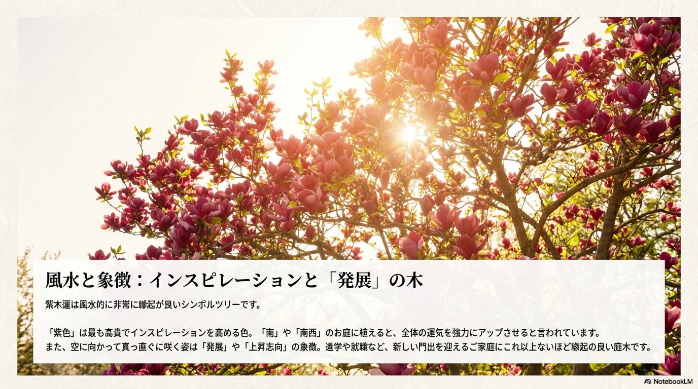 インスピレーションを高め発展を象徴する紫木蓮の風水的効果とおすすめの方角