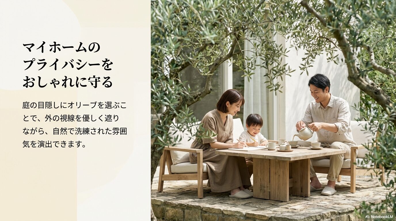 庭の目隠しとして人気のおしゃれなオリーブの選び方と育て方を解説するタイトル画像