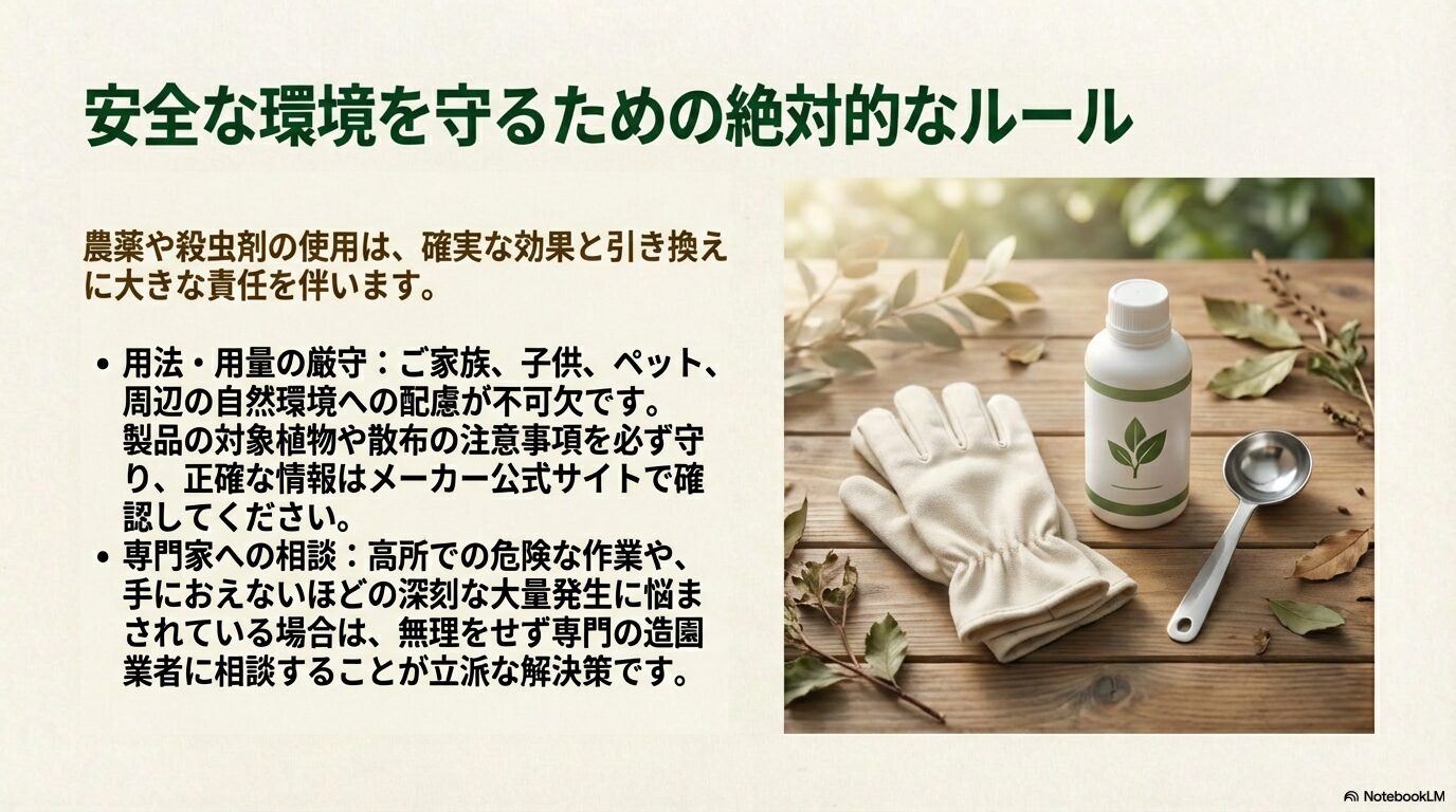 庭木の農薬使用における安全ルールとプロへの相談推奨