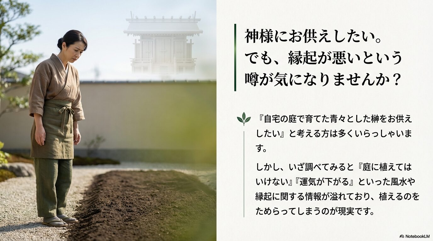 神様にお供えしたいけれど、縁起が悪いという噂が気になり庭に植えるのをためらってしまうお悩み