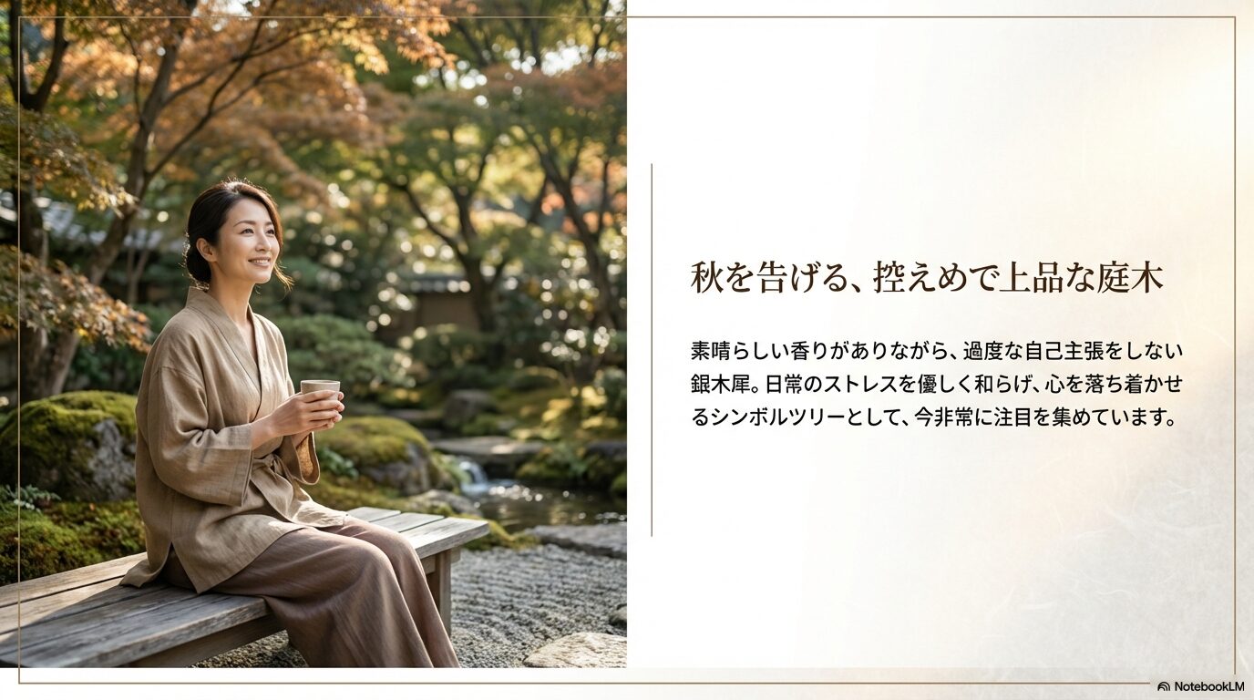 秋を告げる控えめで上品な庭木である銀木犀