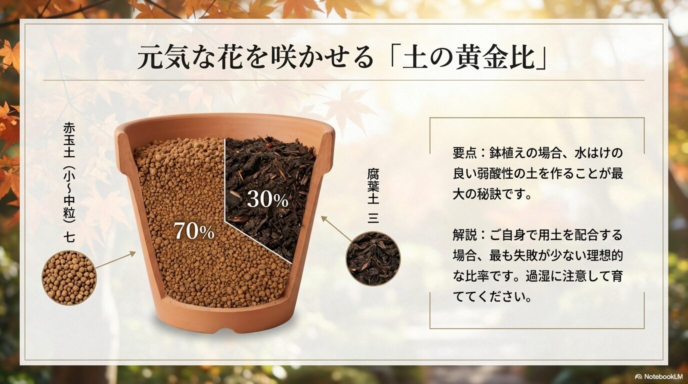 赤玉土7割、腐葉土3割で作る銀木犀の土の黄金比