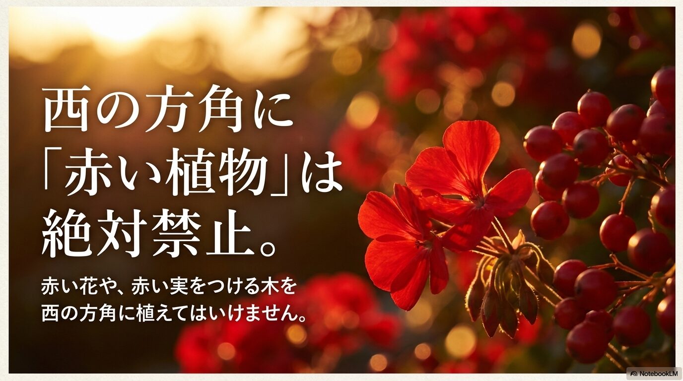 西の方角に赤い花や赤い実をつける植物を植えるのは絶対禁止