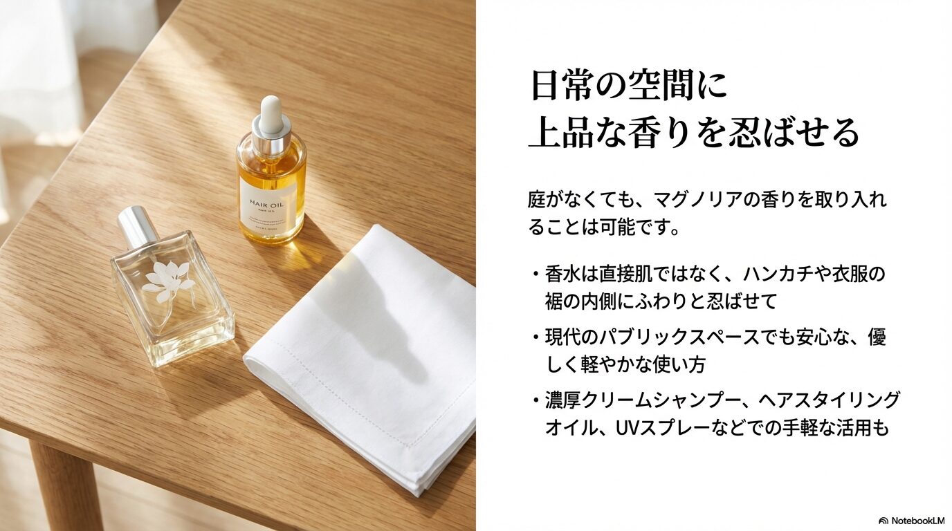 香水やシャンプーなど日常で手軽にマグノリアの香りを楽しむ方法