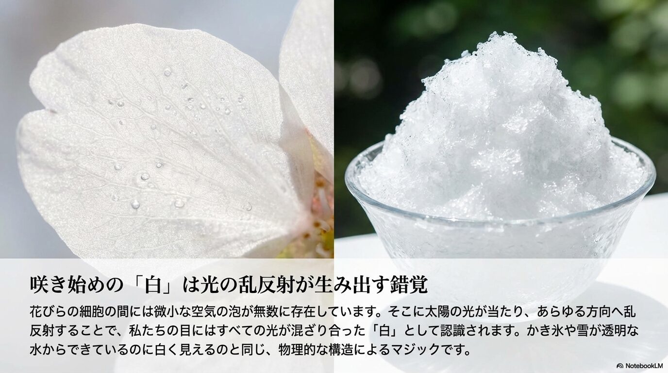 咲き始めの「白」は光の乱反射が生み出す錯覚