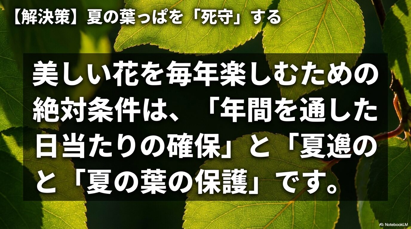 杏の花を咲かせるための絶対条件：年間を通した日当たりの確保と夏の葉っぱの死守