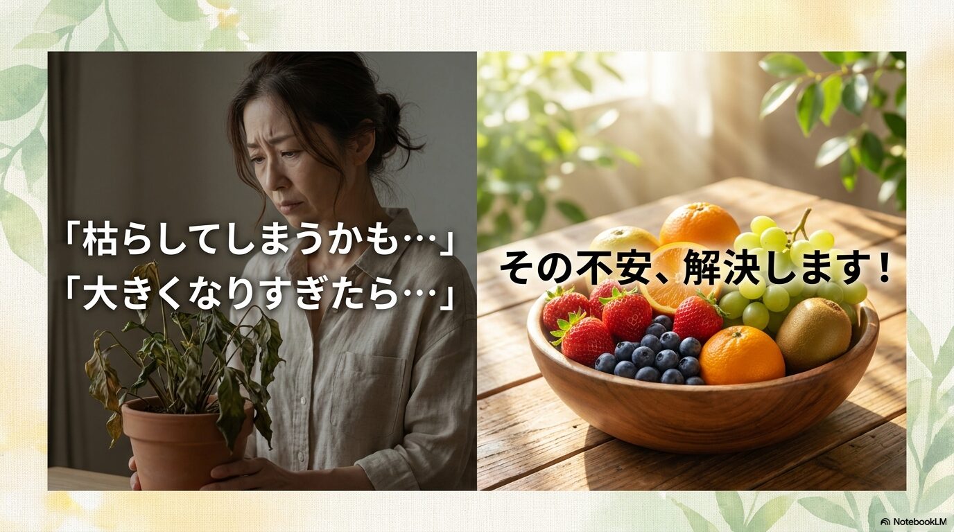 枯らしてしまう不安や大きくなりすぎる不安を解決する果樹栽培